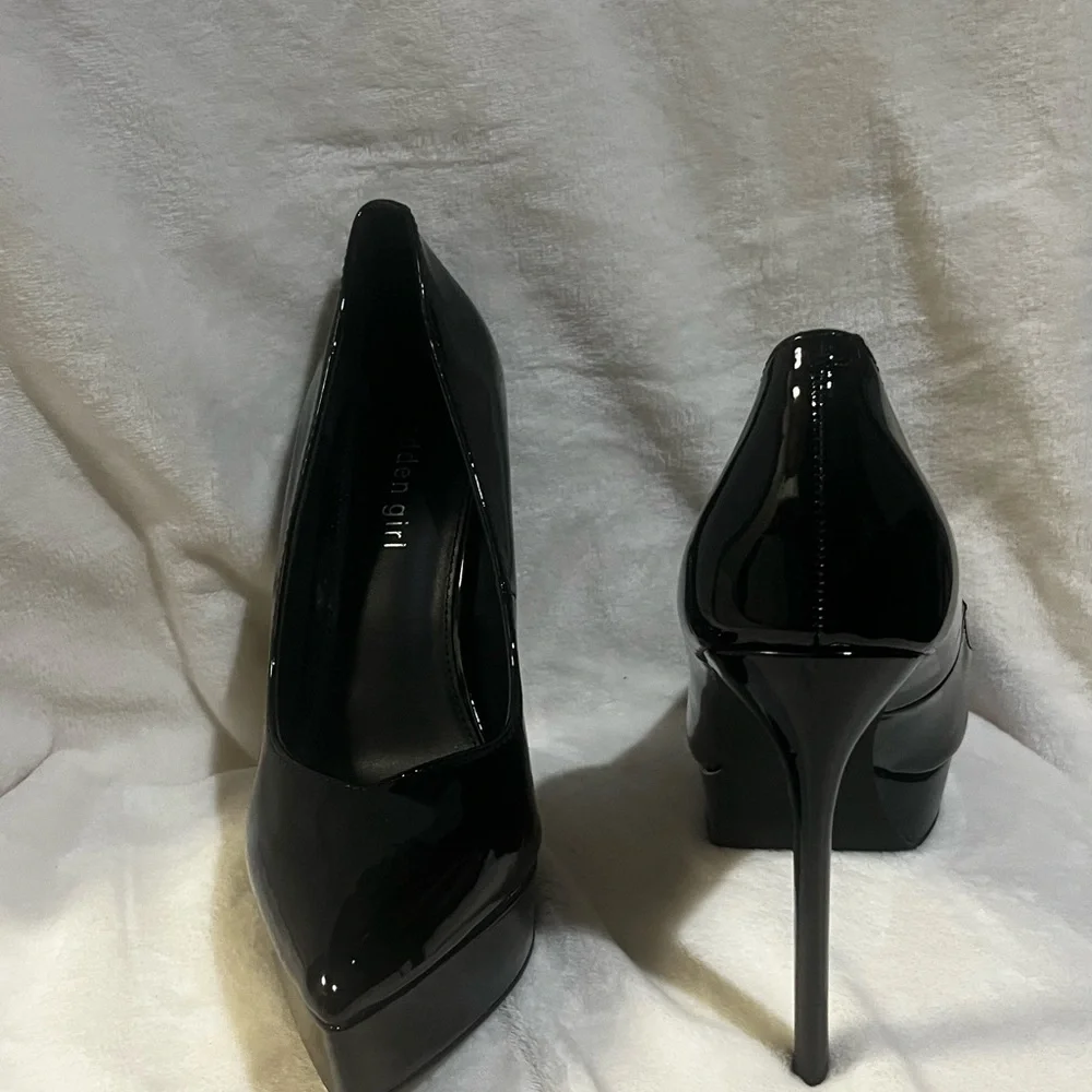 Madden Girl Black Patent Platform Pumps
